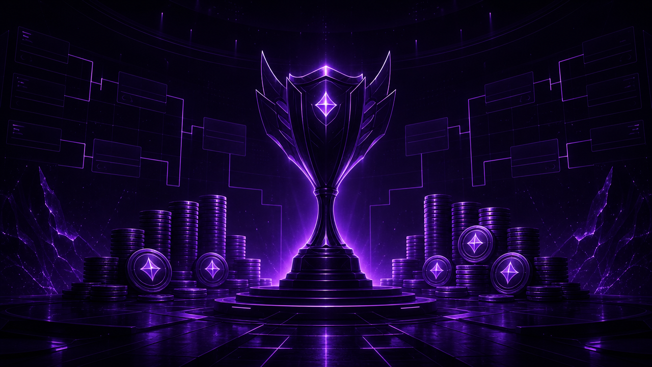 League of Legends Worlds prize pool and betting odds illustrated with the Summoner's Cup and a Polymarket-style odds board